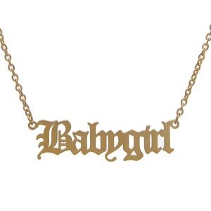 Stainless Steel Gold Babygirl Old English Nameplate Necklace Tarnish Free